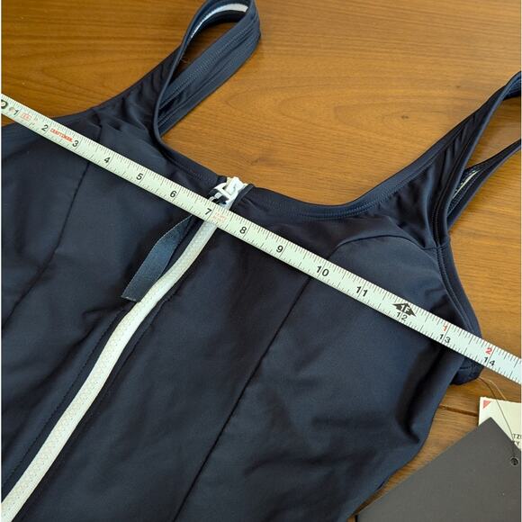 NWT Tommy Hilfiger Navy Over The Shoulder Half Zip One Piece Swimsuit, Size M - Picture 7 of 9